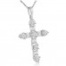 2.05 ct t.w. Ladies Round and Baguette Cut Diamond Cross Pendant Necklace